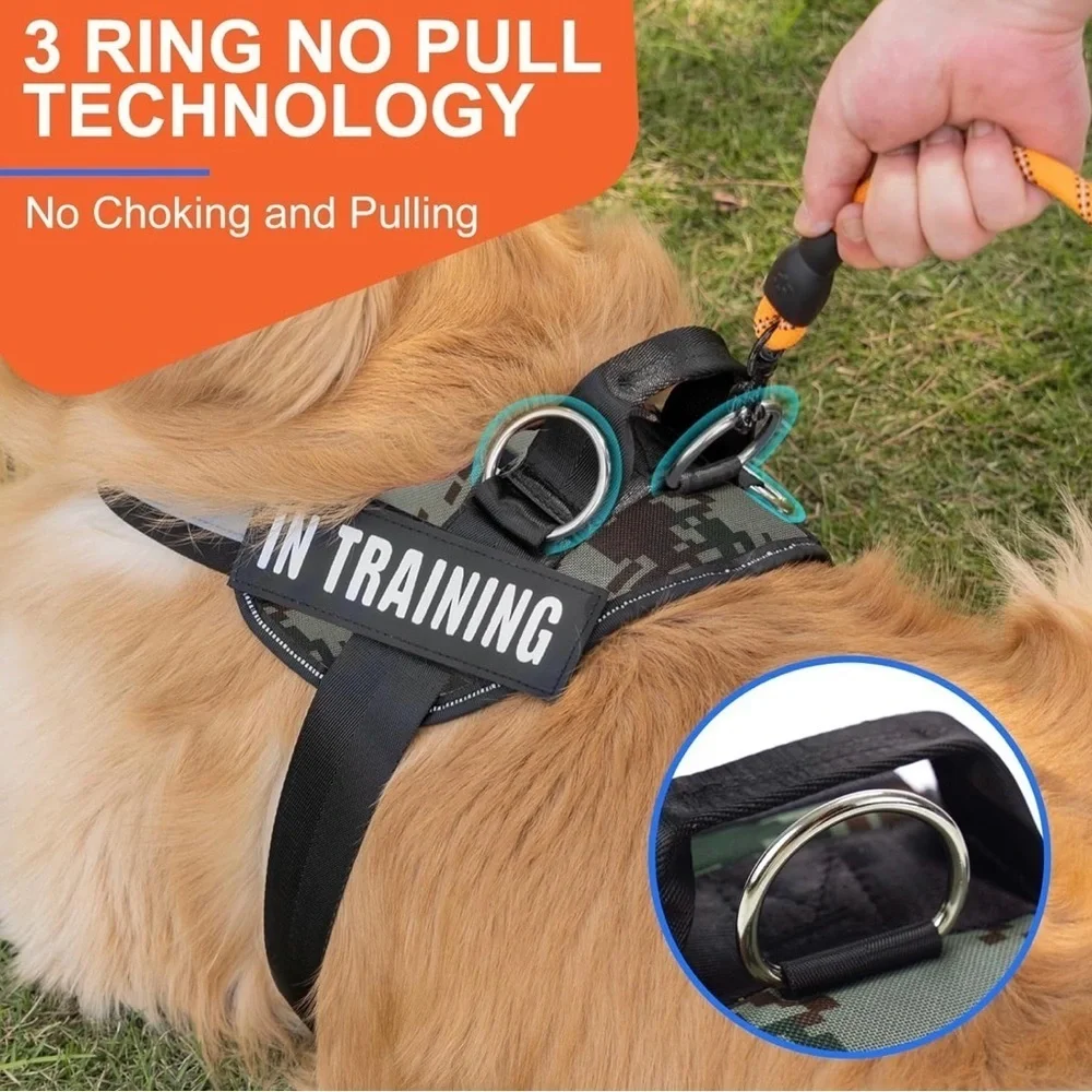 No Pull Pet Harness with 3 Side Rings for Leash Placement
